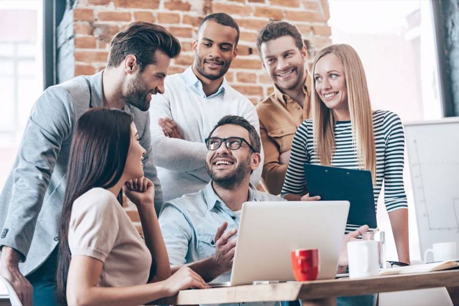 Employees in a meeting