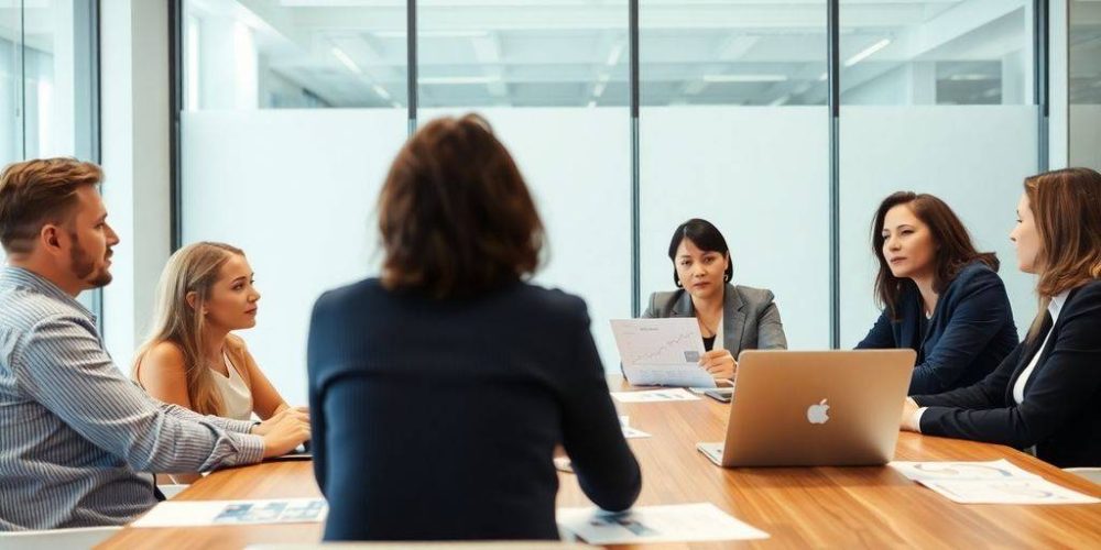 Diverse team discussing private equity co-investments at a table.