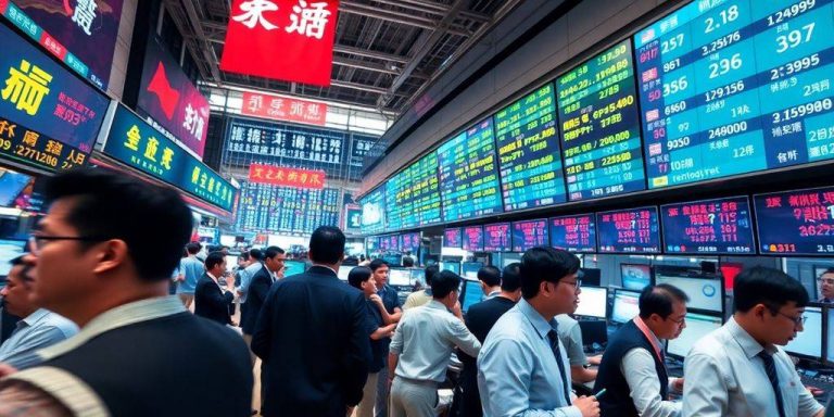 Traders on the floor of a Chinese stock exchange.