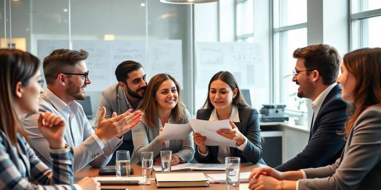 Business professionals engaged in strategic finance consultation.