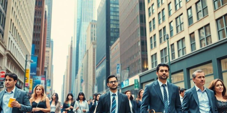 Diverse professionals in NYC, representing hedge fund job seekers.