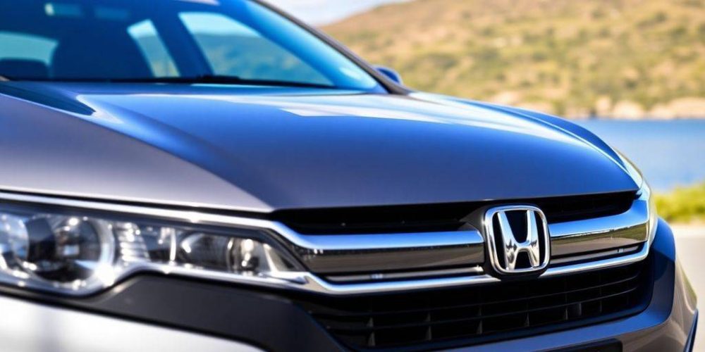 Close-up of a Honda car in a scenic setting.