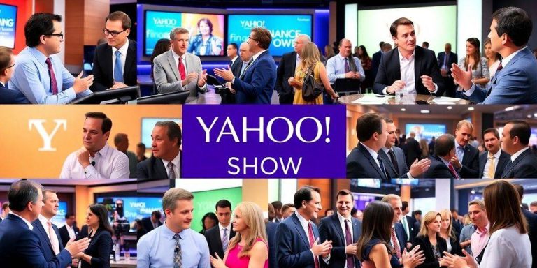 Business professionals networking at a live finance event.