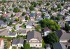 Aerial view of diverse American neighborhoods and homes.