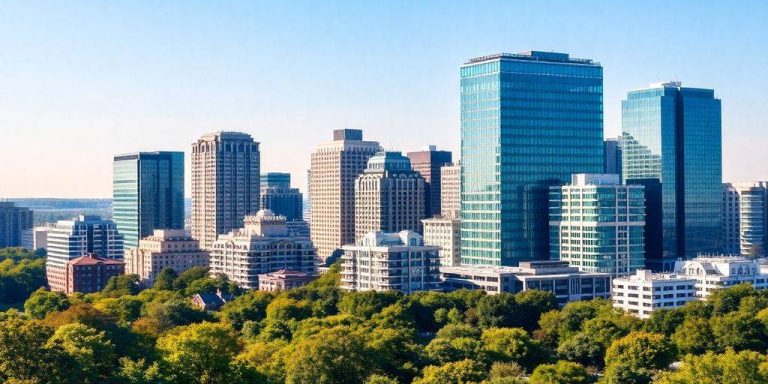 Greenwich skyline showcasing financial growth and luxury lifestyle.