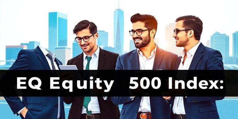 Investors discussing market trends with a city skyline backdrop.