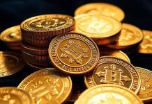 Gold medallions arranged on a dark velvet surface.