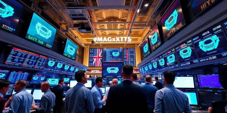 Traders engaged in lively discussions on a trading floor.