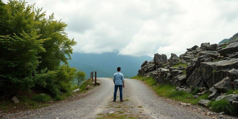 Person at a crossroads, contemplating choices ahead.