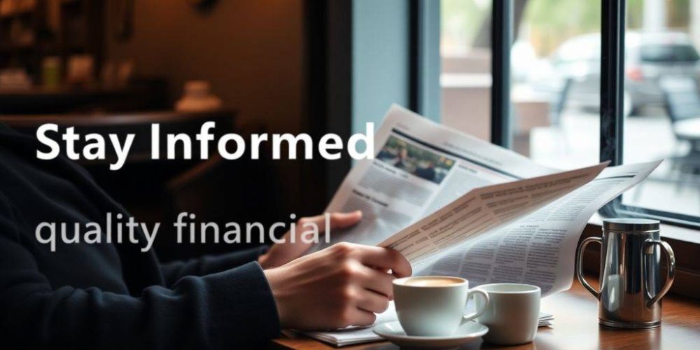 Person reading newspaper with coffee in a cozy café.