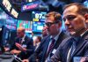Traders in action on a bustling trading floor.