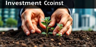 Hands planting seeds in soil for investment growth.