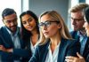 Diverse professionals communicating effectively in a modern office.