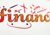 Close-up of Urdu calligraphy for 'finance' in vibrant colors.