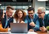 Group of professionals collaborating in a finance office.