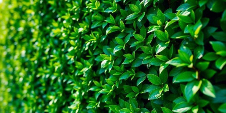 Lush green hedge with sunlight, symbolizing financial stability.