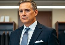 Man in classic Jos. A. Bank suit.
