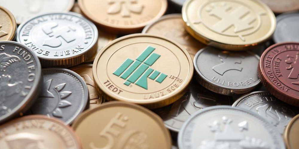 Coins and funds illustrating mutual funds and ETFs.