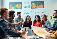 Group of beginners discussing investment strategies in a workspace.