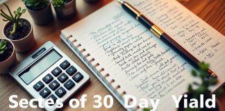 Calculator and notebook for financial investment planning.