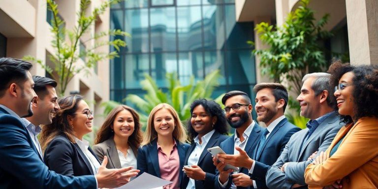 Investors collaborating in a modern financial environment.