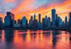 City skyline at sunset representing investment opportunities in 2025.
