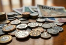 Coins and currency, vibrant setting.
