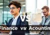 Two professionals in finance and accounting environments.