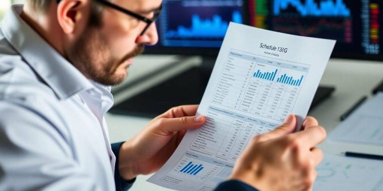 Financial analyst examining investment documents and data.