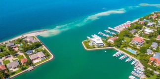Luxury homes and marina in Palm Beach, Florida.