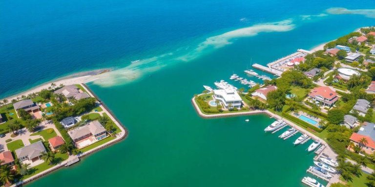 Luxury homes and marina in Palm Beach, Florida.