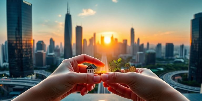 Diverse investments thriving in a futuristic city