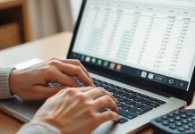 Person using Excel for retirement planning.