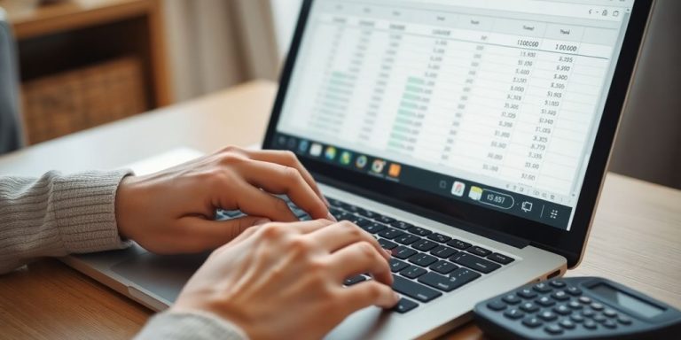 Person using Excel for retirement planning.