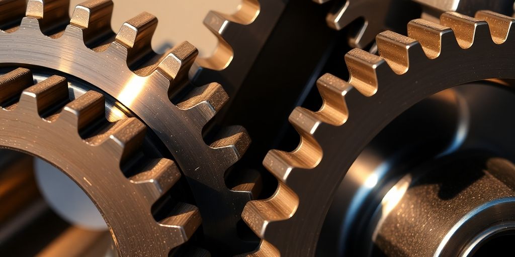 Interconnected gears turning smoothly.