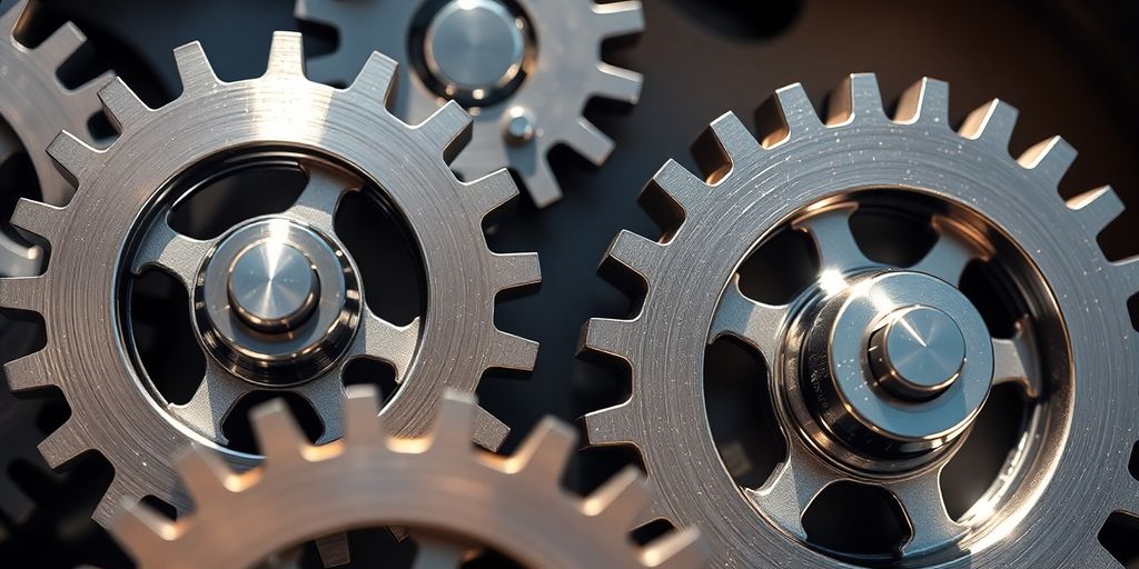Interlocking gears turning smoothly.