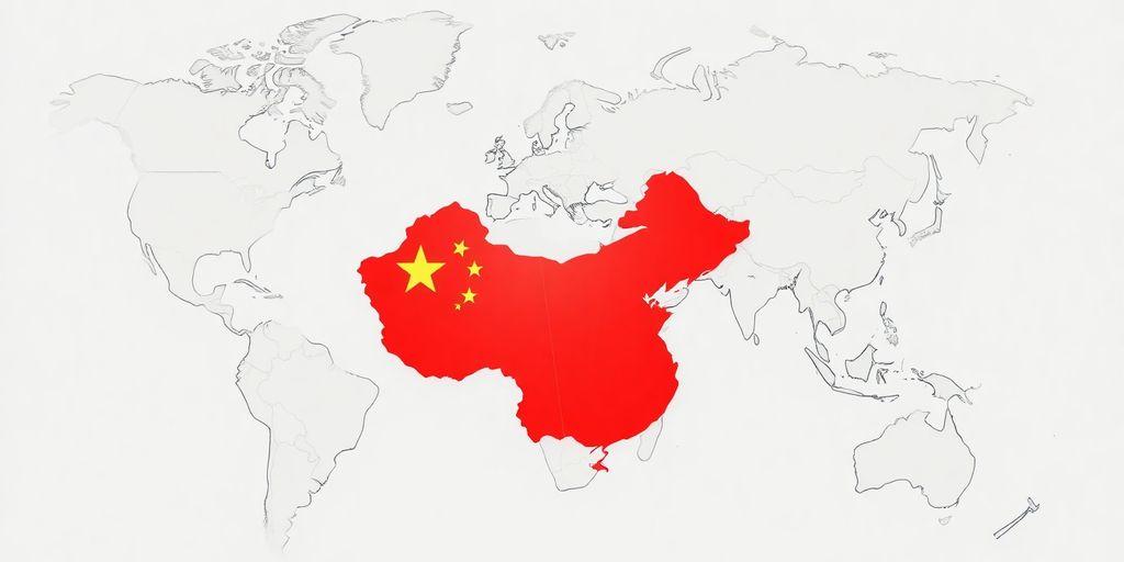 Global investments map with Chinese flag overlay.