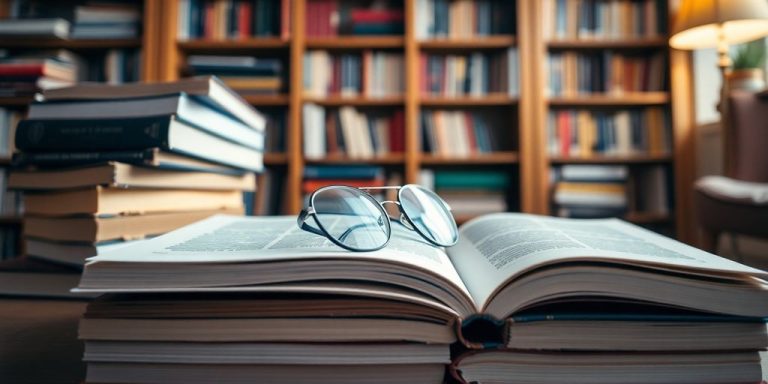 Stack of books on investment topics.