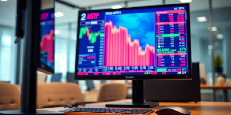 Financial data on a computer screen.