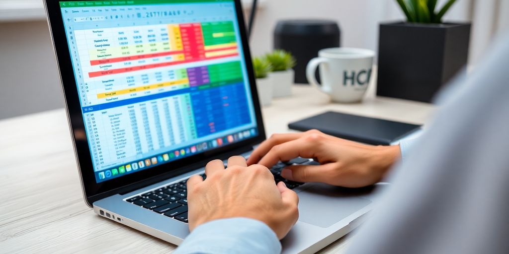 Person organizing investment portfolio on computer.