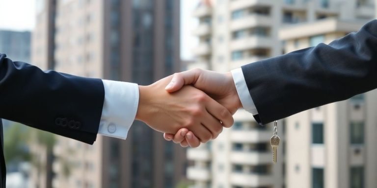 Man reviewing property deeds with lender.