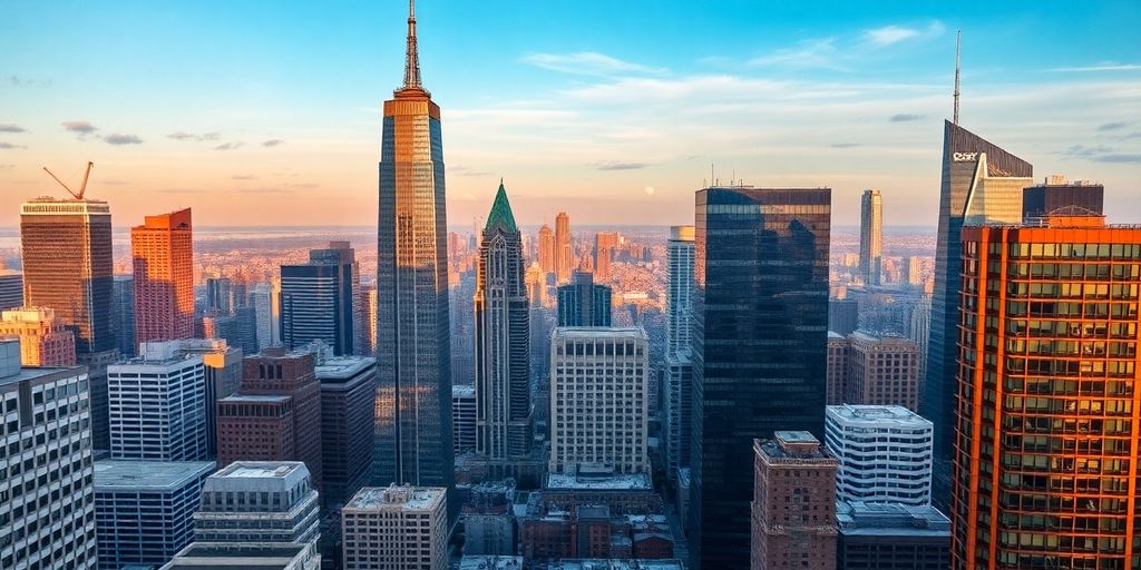 Global financial centers with diverse architecture.