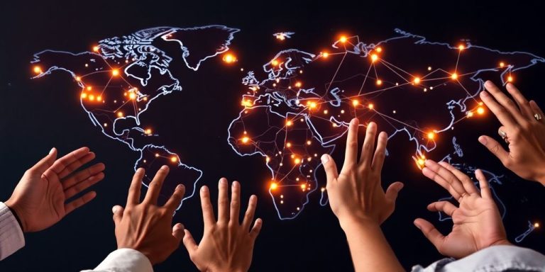 Global economic cooperation through interconnected pathways.