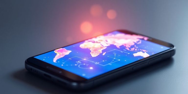 Smartphone displaying global financial news.