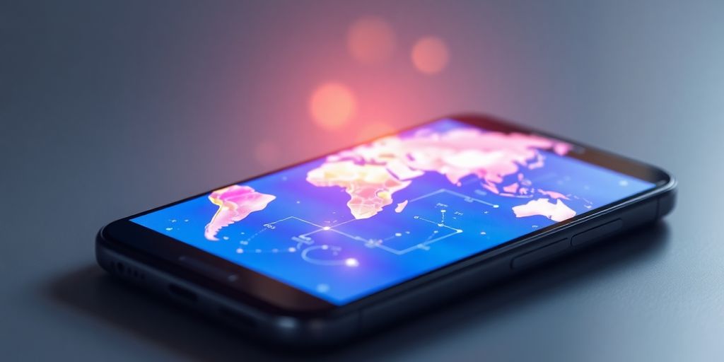 Smartphone displaying global financial news.