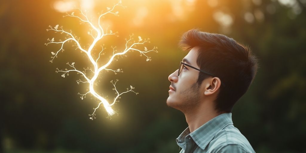 Person looking at a glowing financial roadmap.