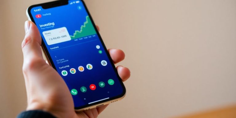 Person using a mobile investment app.