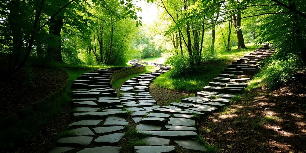 A pathway diverging into multiple directions.