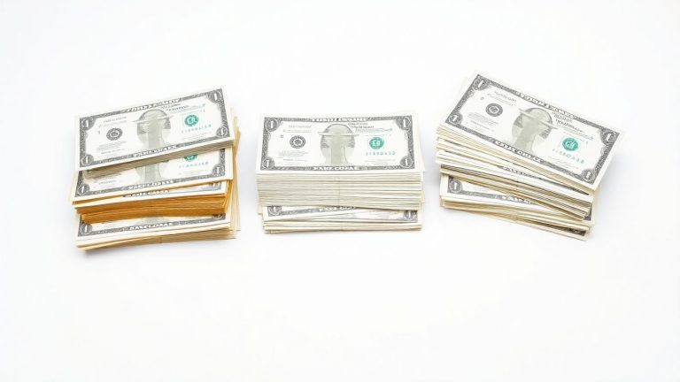 Three distinct piles of stock certificates.