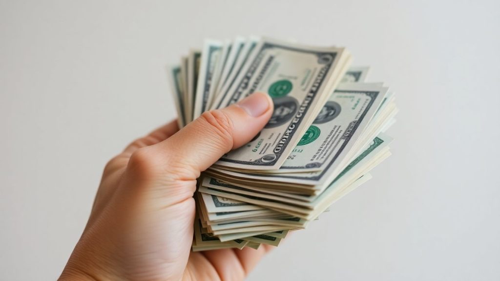 Hand holding money, investment concept